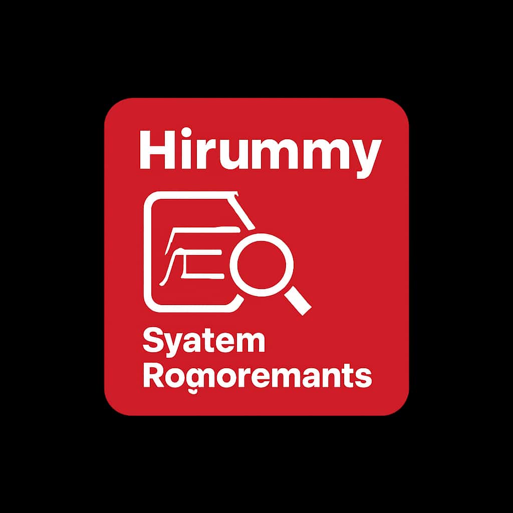 A badge representing the Hirummy System Requirements with a clean, professional design.