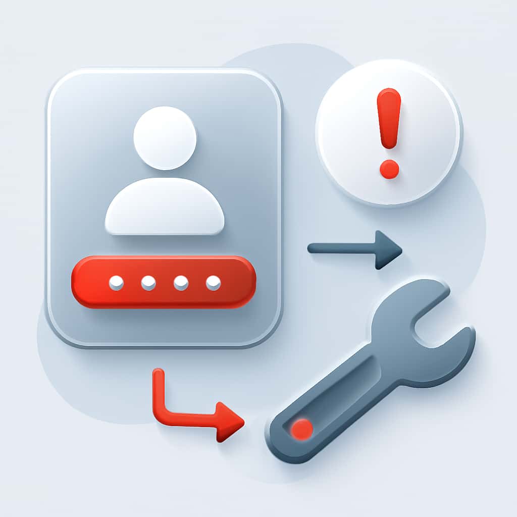 Illustration explaining login troubleshooting for Hirummy.