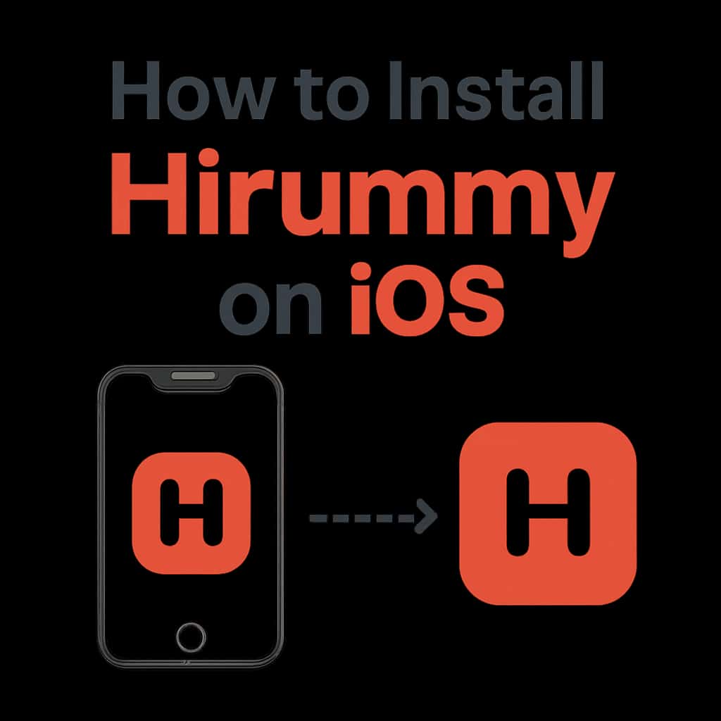 Diagram illustrating the installation steps for Hirummy on iOS.