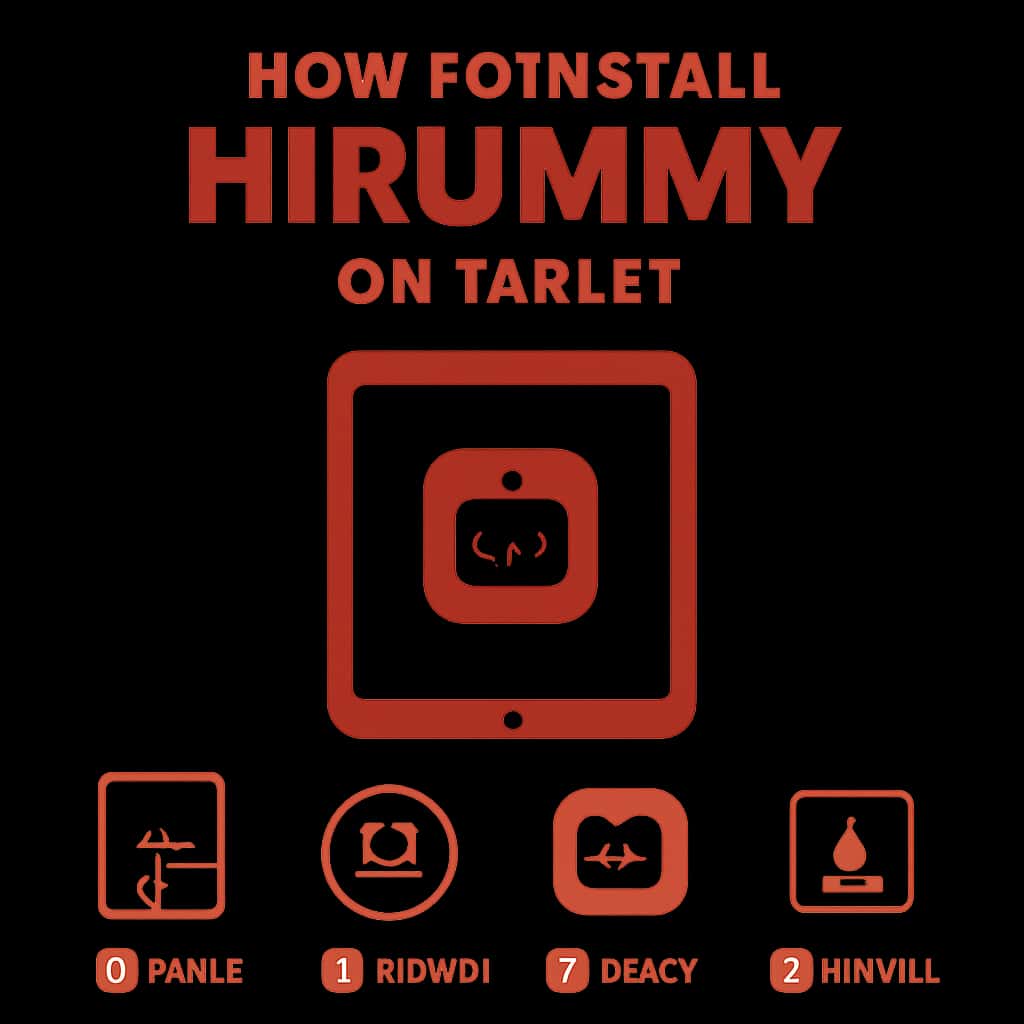 Diagram illustrating the steps to install Hirummy on a tablet.
