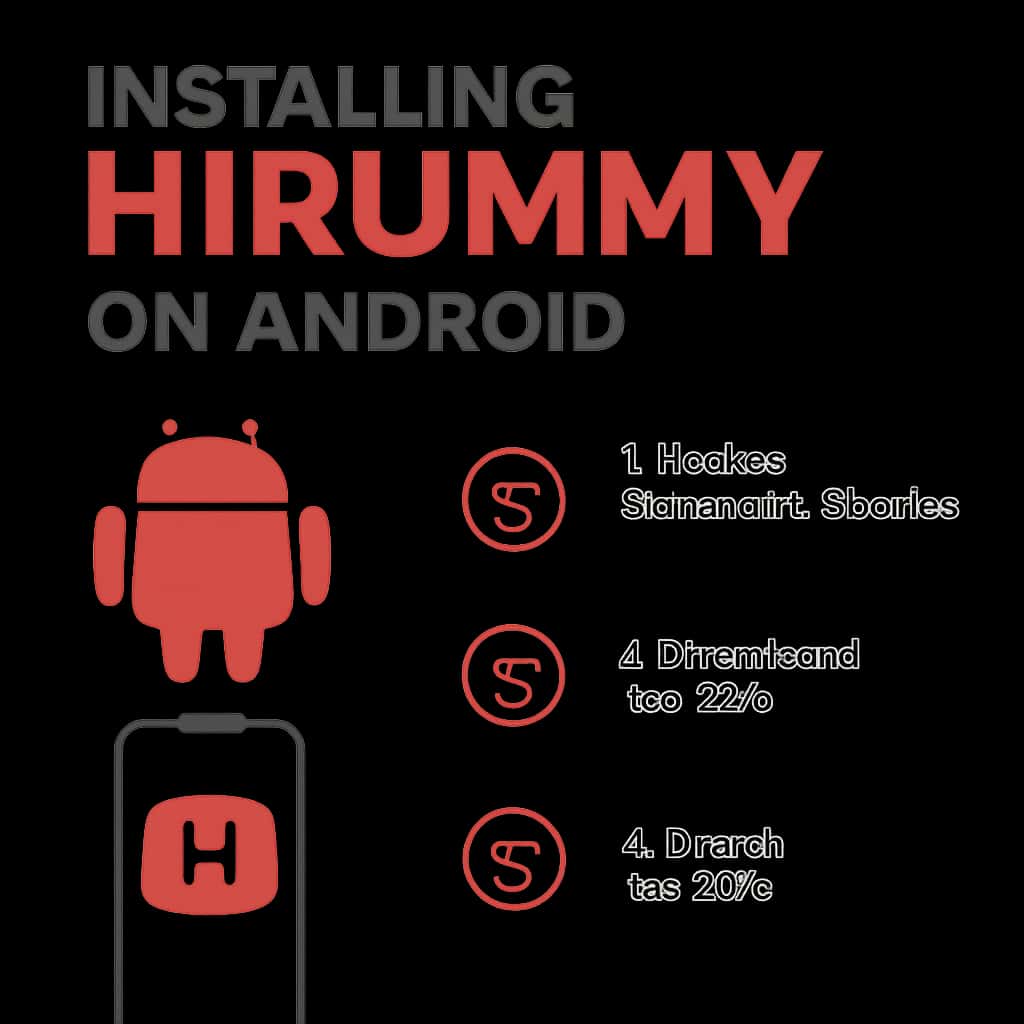 Diagram illustrating the installation steps for Hirummy on Android.