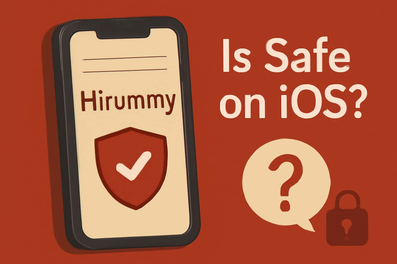 Informational image discussing the safety of Hirummy on iOS, with prominent text.