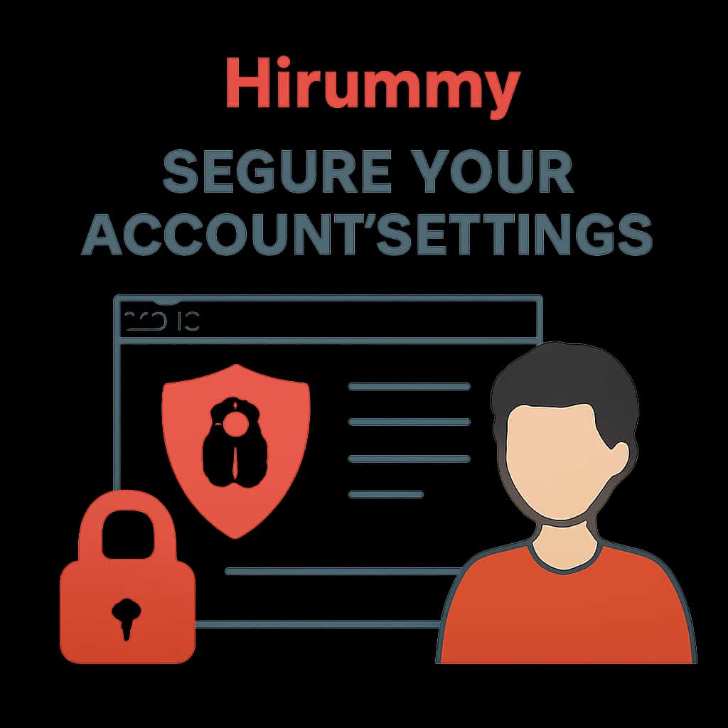 An illustration detailing steps for securing Hirummy account settings.