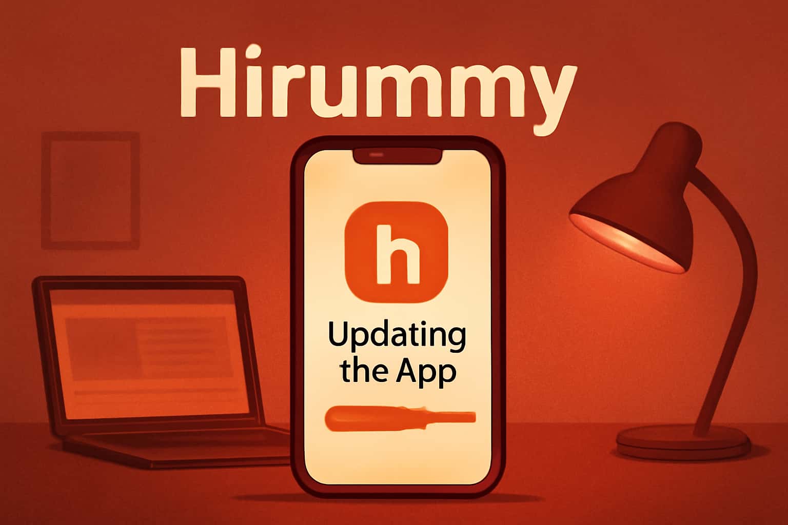 Informative visual representation of updating the Hirummy app.